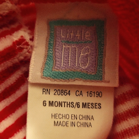 Little Me "My First Christmas" striped velour footed sleeper/romper - Picture 2 of 5